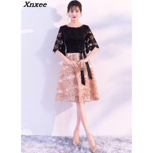 Elegant Lace Knee Length Dresses Maxi Dress Women O-Neck Half Sleeve Organza Evening Party Dress Spring Girl Dresses Vestido