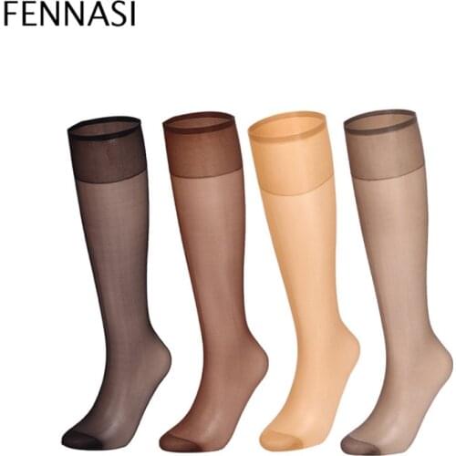 FENNASI Women Crystal Wire Black Flesh Ultra-Thin Transparent Half Stockings Ladies Casual Tube Stockings in Four Colour