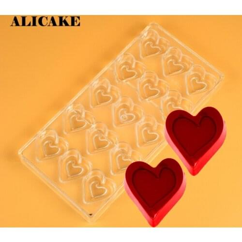 Heart Chocolate Bars Form Mold Polycarbonate Tray Baking Cake Decorating Bakeware Candy Pastry Tools 15 Holes Plastic for Baker