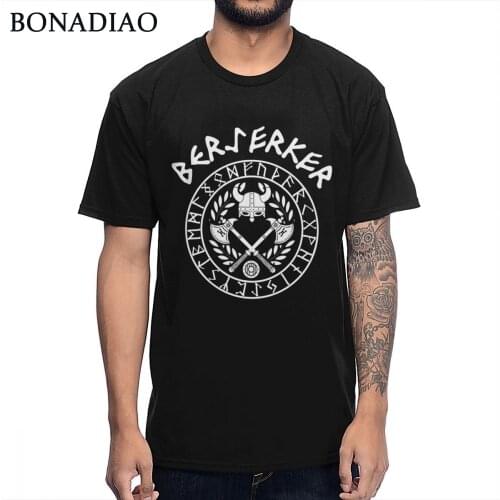 Cool Vikings Warriors Berserker Rune T Shirt Rock And Roll Man Summer Leisure T-Shirt Round Collar