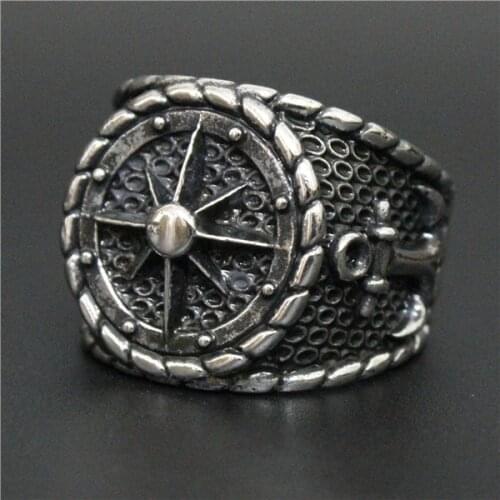 Rudder Anchor Ring Stainless Steel Jewelry Spade Skull Ring Band Party Biker Anchor Ring
