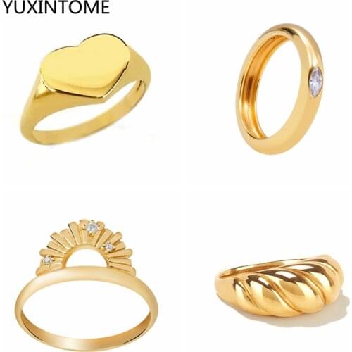 Croissant Rings For Women Braided Twisted Signet Chunky Dome Ring 24k gold plated/silver Stacking Band Jewelry for rings