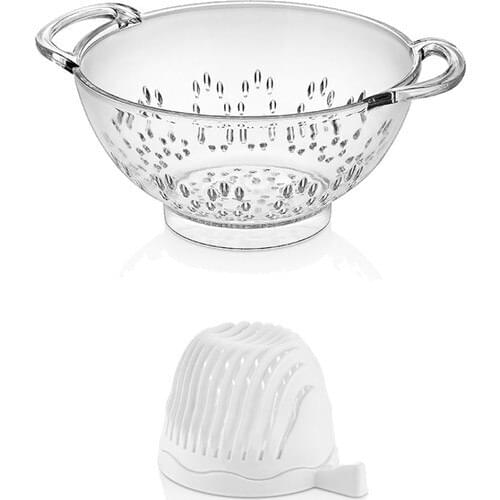 EWs Kitchenware Acrylic Transparent Acrylic Stainer + White Salatamatik
