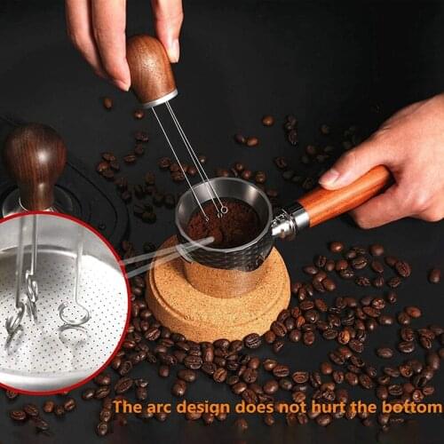 LBER Espresso Hand Tampers Solid Wood Handle Espresso Coffee Tamper Stirring Needle Distributor Espresso Maker Tool