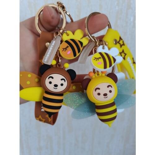 Cute and cute little bee keychain fashion key chain bag pendant couple accessories creative gifts