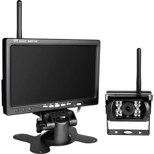 FREE Shipping 7" Wireless Trailer HD Monitor + Rear View IR Reversing Camera Bus Truck
