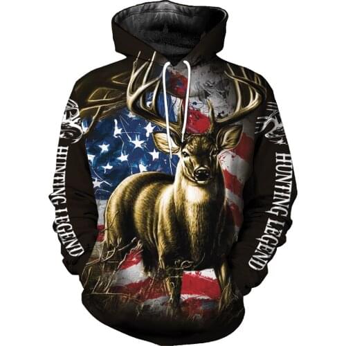 Animal deer Hunting 3D Print Graphic Hoodie Men 2021 Sweatshirt Streetwear Oversize Casual Zip Pullover Harajuku Hoodie-02
