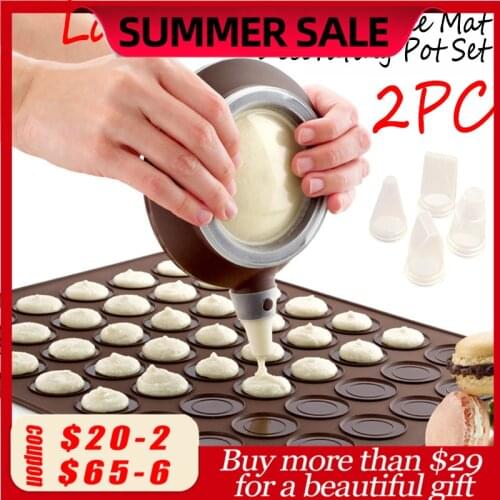 Macaroon Kit Macaron Silicone Mat Non-Stick Baking Mold Set 48 Capacity Macaron Pot Cake Decorating Supplies