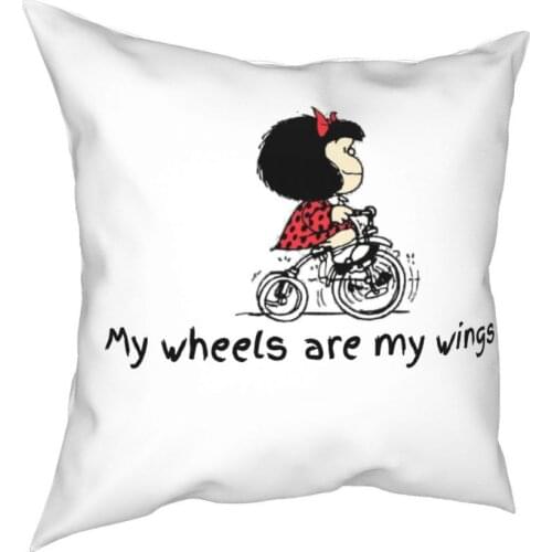 Funny Cartoon Mafalda Or QUIERO Cafe Printed Throw Pillow Cover Cushions for Sofa Customized Pillowcover Home Decor
