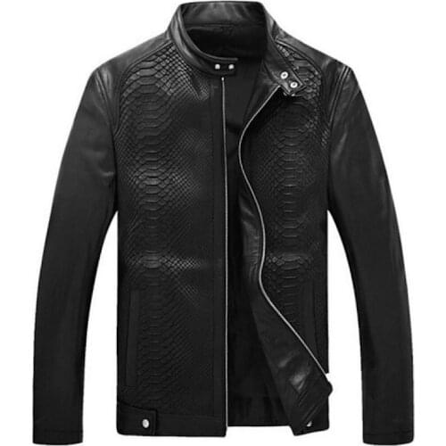 2021 New Genuine Sheepskin Real Python Leather Exotic Snake Skin Luxury Mens Black Jacket
