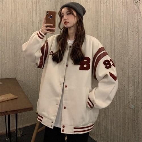 New Summer Pop Womens Coats and Jackets High Street Hip Hop Baseball Uniforms Street Casual Coat Loose Stitching Jacket Tops