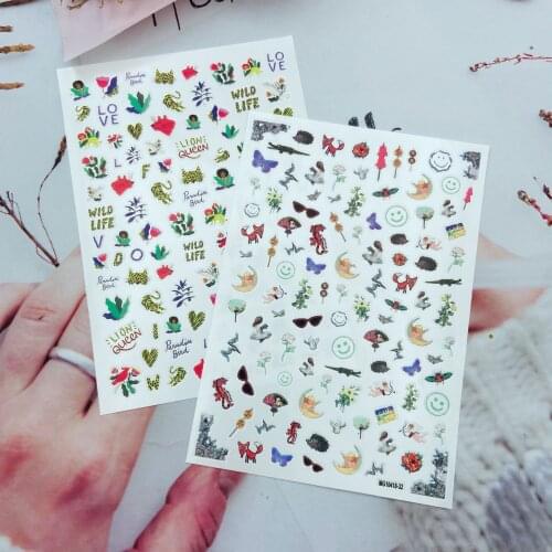 Fashion New Arrival 3d DIY Japanese Style Thin Traceless Back Glue Adhesive Nail Stickers Nail Decals Leopard Crocodile Angels