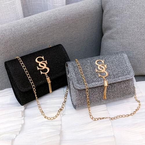 Luxury Small Sequin Flap Crossbody Bag Fashion Tassel Chain Ladies Party Handbag Purse Messenger Bags Designer Bolso Mujer
