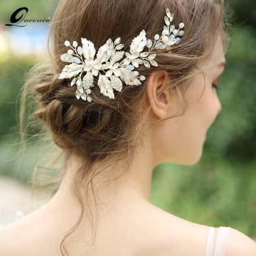 Luxury Clear Crystal Bridal Hair Vine Pearls Wedding Hair Jewelry Accessories Headpiece Women Crowns Pageant