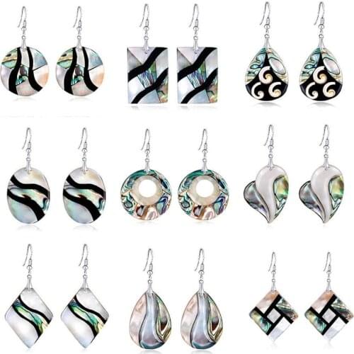 Natural shell earrings fashion water drop round circle rectangle heart earrings for Europe and America