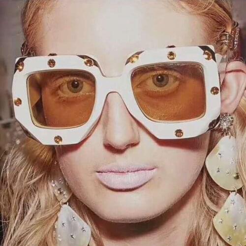 2020 Big frame Square Diamond Sunglasses Women Men Vintage Oversized Sun glasses Female Male Oculos de sol Shades