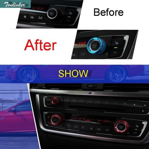 Tonlinker 3 PCS Car Styling Aluminum Air Conditioning Knobs Circle Cover Case stickers for Bmw1 3 4 5 7 Series X5X6 Accessories