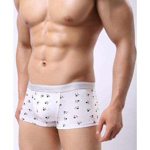 Mens Microfiber Modal Underwear Print Man Sexy U Convex Penis Pouch Boxers Shorts Panties Undwerpants Push Up Mens Trunks Cueca