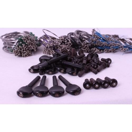 Yinfente 5 Set 4/4 violin fittings Ebony wood Pegs +end pin+Steel String Full size Accessory parts