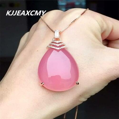 KJJEAXCMY boutique jewelry, Natural Pink Chalcedony Pendant Sterling Silver female S925 customized wholesale