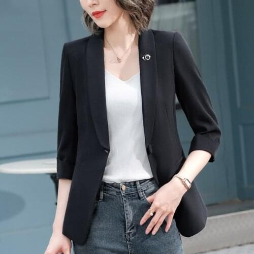 Free Shipping Spring Autumn Button Blazer Jacket Women Middle Sleeve Spring New Fashion Red Street Green Suit