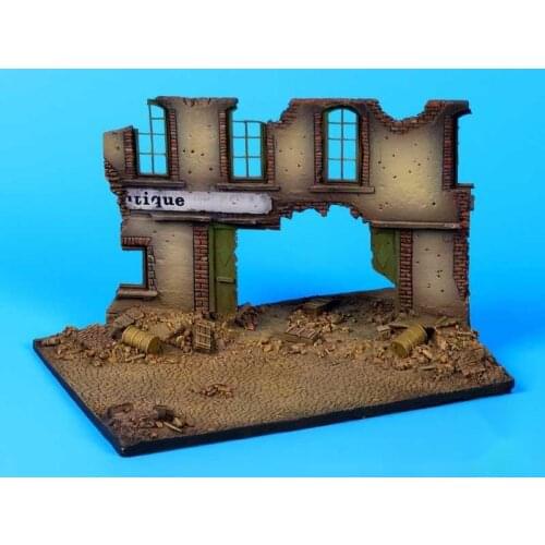 1/72 Resin Die-casting Scene Layout Props Gray Model Plain Broken Wall Ruins Site Platform (14.5x13x12)