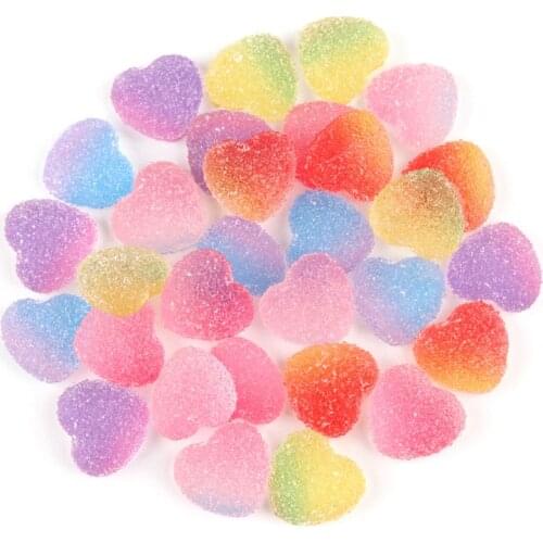 10pcs 17mm Resin food heart shape sweet sugar soft candy charms ornament decoration Jewelry making Handicraft Material