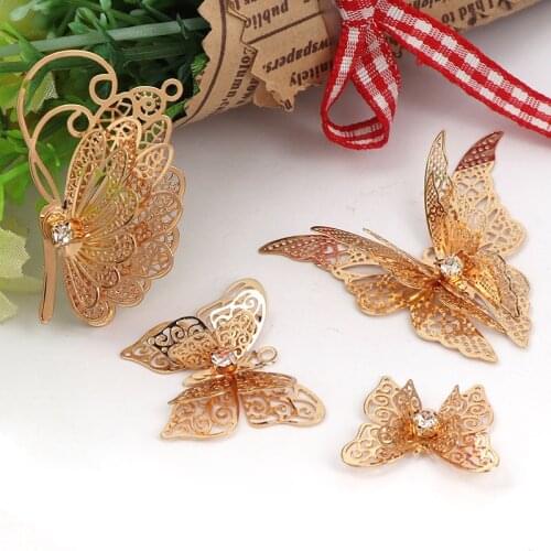 10pcs 3D Metal Butterfly Nail Art Decorations Bowknot Series Alloy Decals DIY Jewelry Rhinestones Manicure Design Accessories