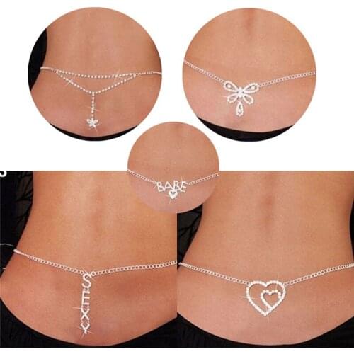 110CM Sexy Glittery Rhinestone Crystal Body Chain Belly Waist Chain Lower Back Chains For Bikini Dance Summer Jewelry