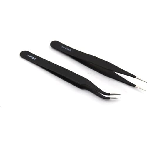 2Pc Straight Curved Tweezer black Nail Sticker Rhinestone Picker Eye Makeup Nail Art Tool