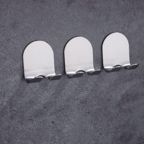 304 Stainless Steel Robe Hook Brushed Creative Lavatory Kitchen Bathroom Wall Mounted Coat Hook Key Phone Holder Towel Hanger