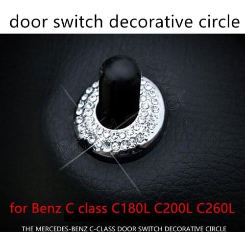 4pcs Car door bolt circle decorative cover trim For M-ercedes-B-enz C class C180L C200L C260L diamond gold/silver selection