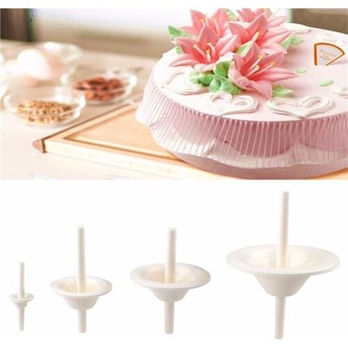 4pcs/set Lily Shape Cupcake Stand Icing Cream Cake Flower Needle Nail Baking Tools Cake Decorating Tool