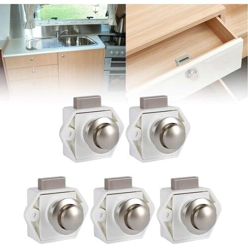5pcs Diameter 20mm Camper Car Push Lock RV Caravan Boat Drawer Latch Button Locks For Furniture Hardware
