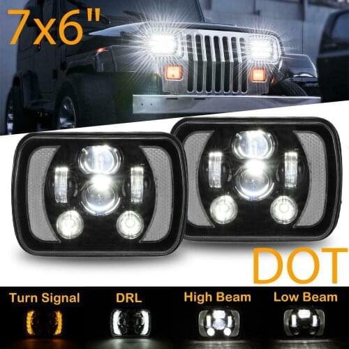 7X6 Car LED Headlights DC12V 75W 6800LM 6000K Running Light Hi-Lo Beam For Jeep Wrangler/Toyota Pickup Trunk MR2 Celica Supra