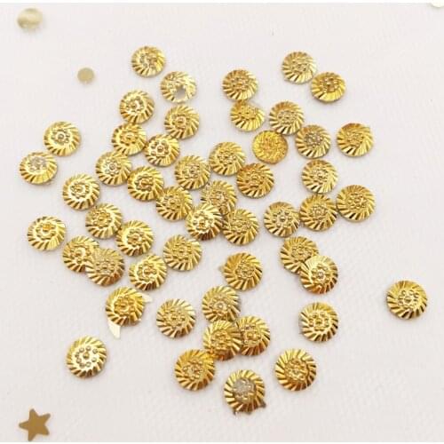 Shiny 400PCS Gold 5mm Round Flower Flatback Rhinestone Scrapbook DIY Wedding Appliques Manicure Ornaments SF882