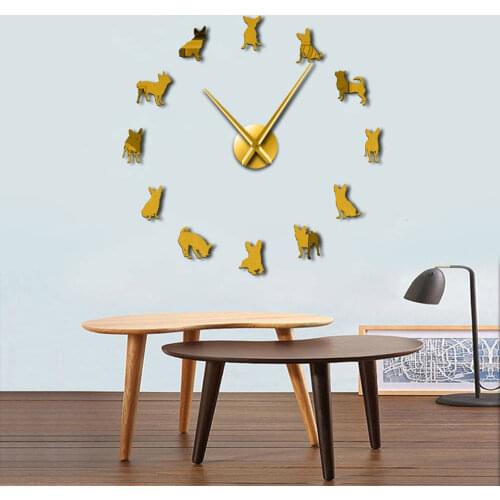 Chihuahua Dog DIY Mute Giant Acrylic Wall Clock Dog Breeds Puppy Pug Big Needles Modern DIY Clock Watch Chihuahua Mom Gift