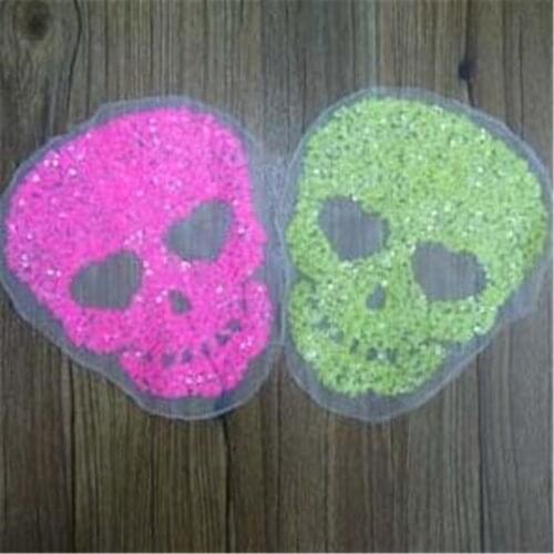 T shirt Women punk patch sequins 18cm skull head deal with it biker patches for clothing stickers 3d t shirt mens free shipping