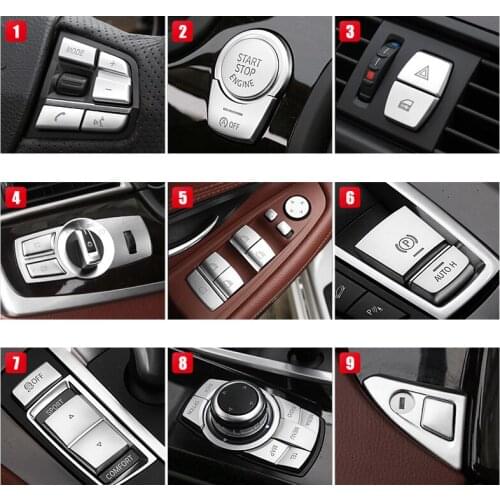 Chrome Car Button Covers Stickers Car Interior Accessories for BMW 5 Series F10 F18 2011-2017 Car Styling