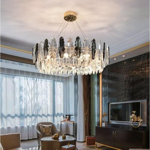 Living Room Crystal Chandelier Modern Dining Room Crystal Light Hotel Model Room Bedroom Lamp Hong Kong Style Chandelier Lights