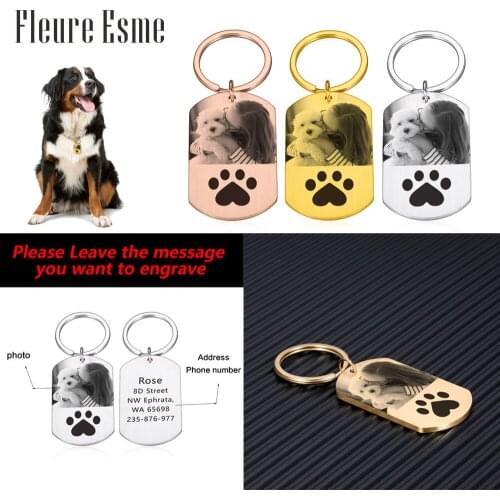 Engraved Dog IDTags Personalized Dogs Photo Tag Customized Dogs Name Address Cat Dog Tags Accessories Collar Remembrance Gifts