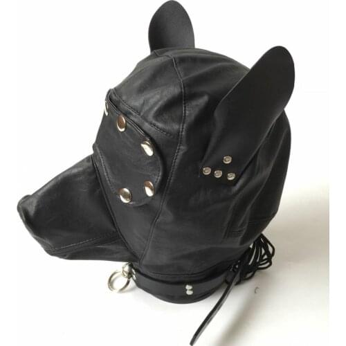 Black emperor brand leather headgear, dog ears and mouths, detachable adult toys