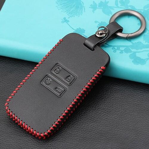 Leather Car Key Cover Set for Renault Koleos Kadjar Megan 2016-2018 Remote Key Holder Protector Case