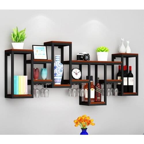 Creative hanging wine rack iron wall shelf hanging wall red wine cup rack