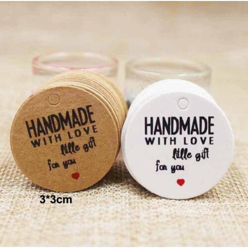 200pcs round kraft/white paper thank you tag handmade price tag label wedding favors hang tag custom logo cost extra