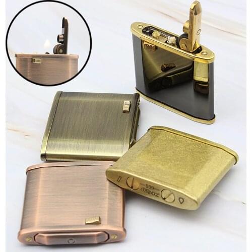 Brass Zorro Flint kerosene Lighter Free Fire Oil Grinding Wheel Cigarette Luxurious Lighter Windproof Gadgets For Men Gift Box