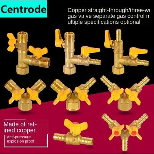 Brass Gas Three-way Valve Copper Rod Copper Core 1/2inch Brass Gas Valve Natural Gas Switch Ball Valve