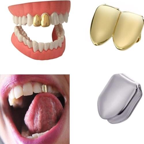 Fashion Gold/Silver Grills Teeth Jewelry Hip hop Tooth Caps Grills Dental Mouth Punk Teeth Grillz Halloween Party Jewelry