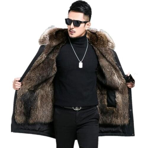 Real Fur Coat Natural Raccoon Fur Parka Winter Jacket Men Clothes Warm Long Parkas Plus Size 5xl Veste Homme Hiver MY1812