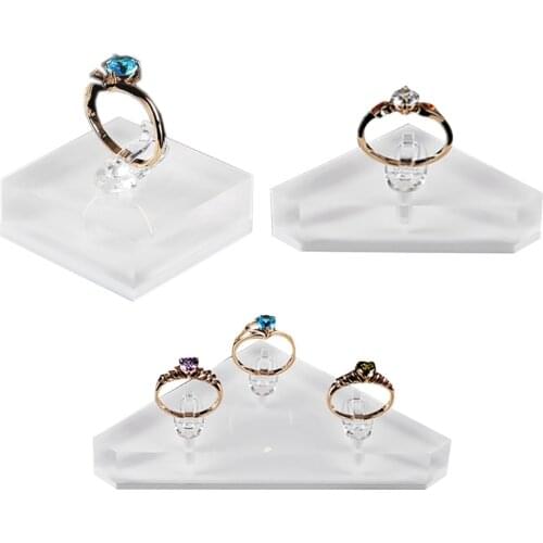 Rings Organizer Clear Show RackAcrylic Jewelry Holder Photography Props Ring Clips Display Stand